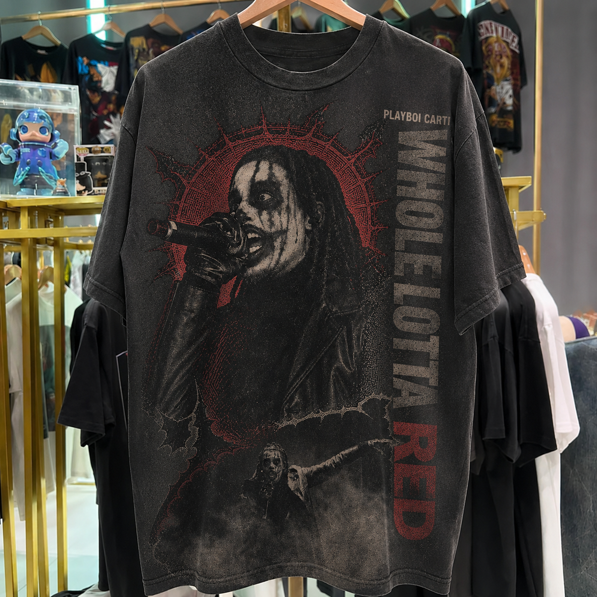 Playboi Carti 'Whole Lotta Red' Washed Black T-Shirt